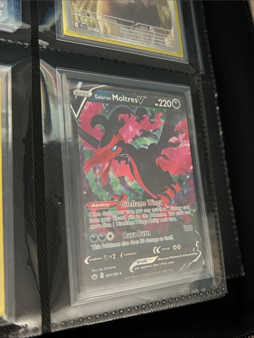Pokemon Galarian Moltres V Card - Black & Red